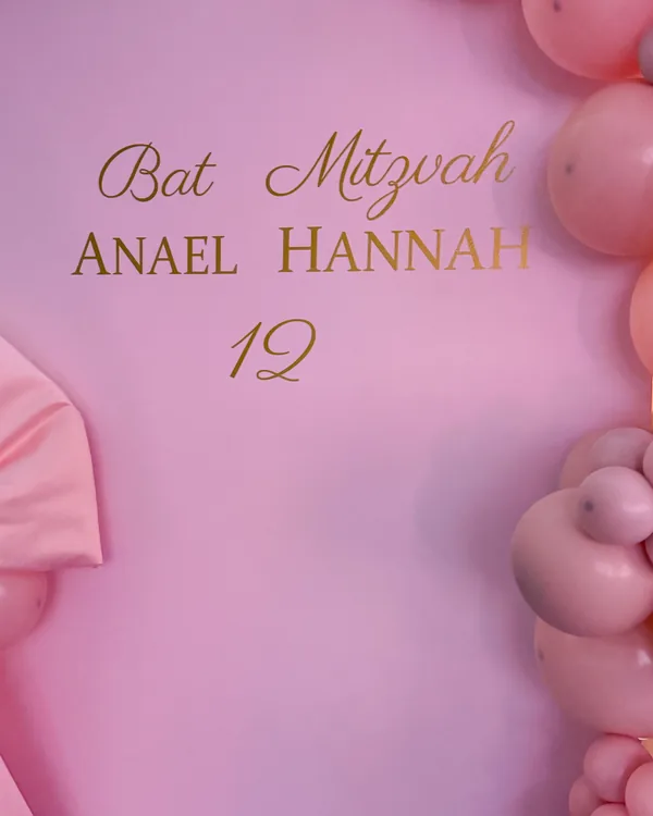 Anael's Bat Mitzvah — Pink Backdrop at Em Habanim — Bat Mitzvah balloon decor North Hollywood