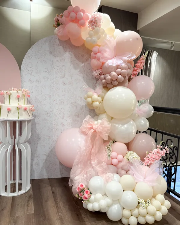 Anna's Gender Reveal at Le Brand — Gender Reveal balloon decor detail Glendale