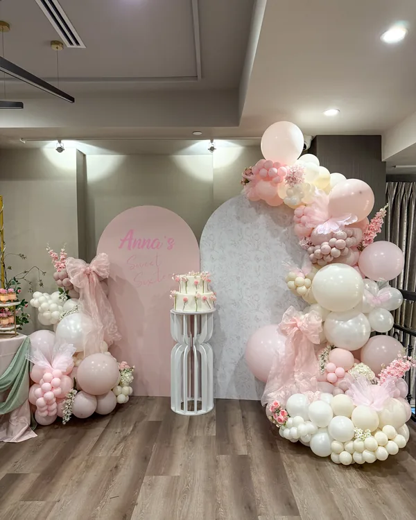 Anna's Gender Reveal at Le Brand — Gender Reveal balloon decor detail Glendale