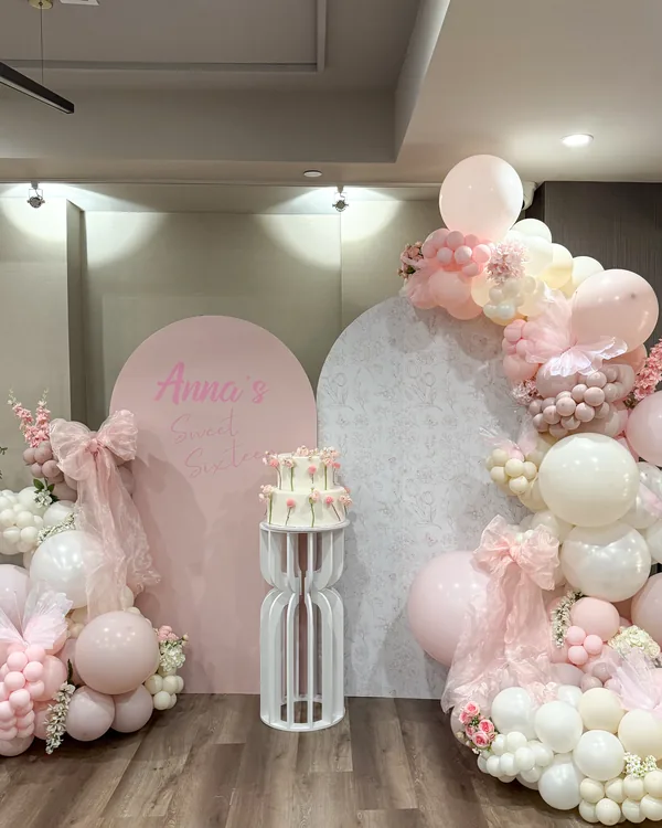 Anna's Gender Reveal at Le Brand — Gender Reveal balloon decor detail Glendale