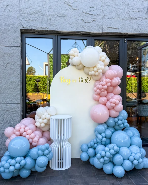 Anna's Gender Reveal at Le Brand — Gender Reveal balloon decor detail Glendale
