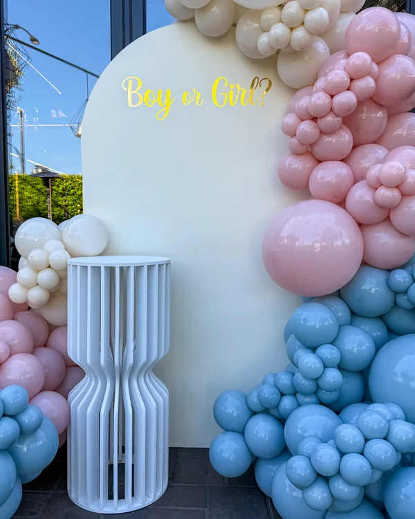 Anna's Gender Reveal at Le Brand — Gender Reveal balloon decor detail Glendale