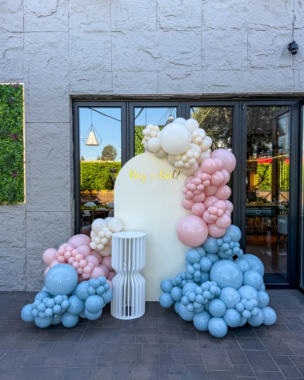 Anna's Gender Reveal at Le Brand — Gender Reveal balloon decor detail Glendale