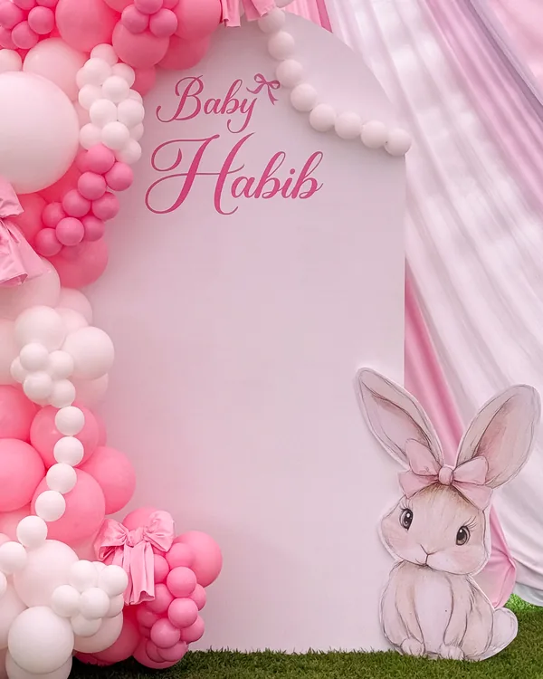 Baby Habib's Baby Shower — Bunny Cutout in Lakewood — Baby Shower balloon decor detail Lakewood