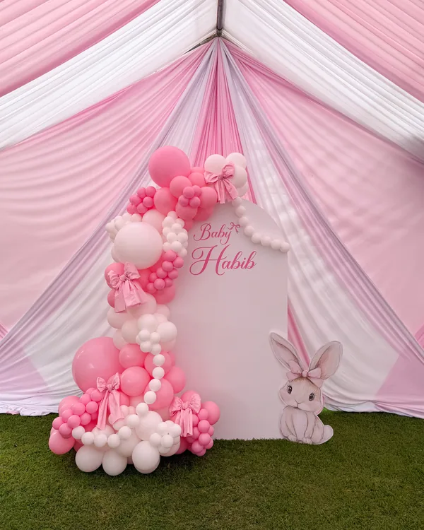Baby Habib's Baby Shower — Bunny Cutout in Lakewood — Baby Shower balloon decor detail Lakewood