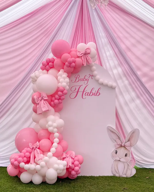 Baby Habib's Baby Shower — Bunny Cutout in Lakewood — Baby Shower balloon decor detail Lakewood