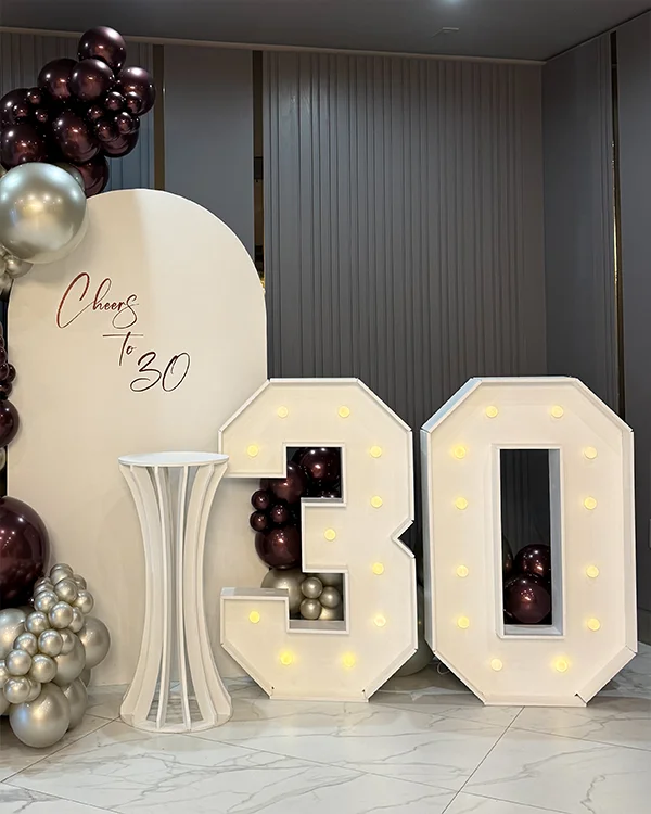 Cheers to 30 — Birthday balloon decor detail Glendale