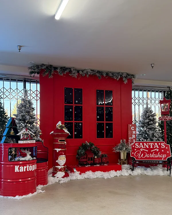 Christmas Party at Kartopia — Holiday balloon decor detail Van Nuys