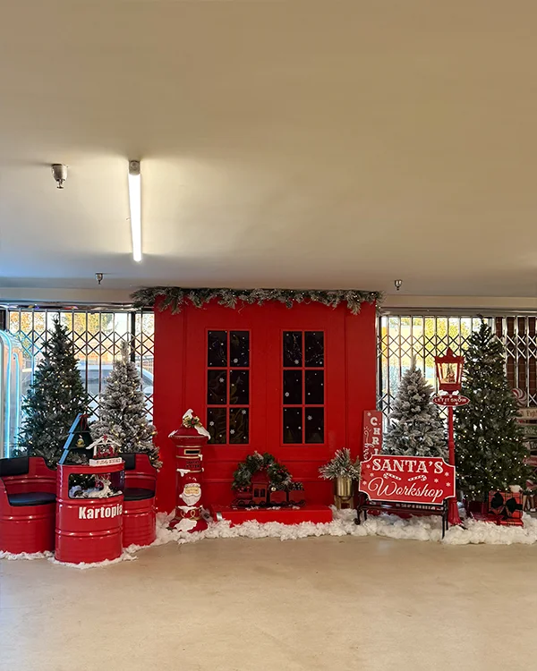 Christmas Party at Kartopia — Holiday balloon decor detail Van Nuys