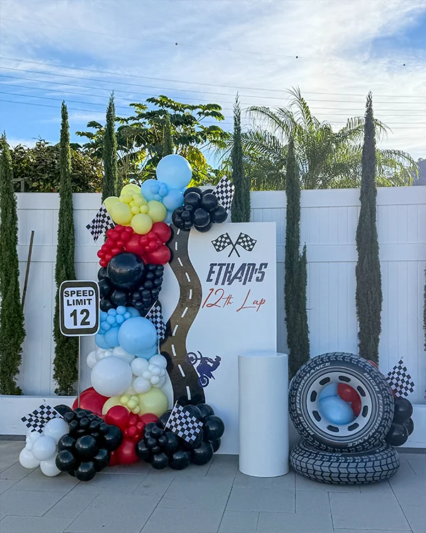 Ethan's 12th Birthday — Dirt Bike — Birthday backdrop and garland in Glendale