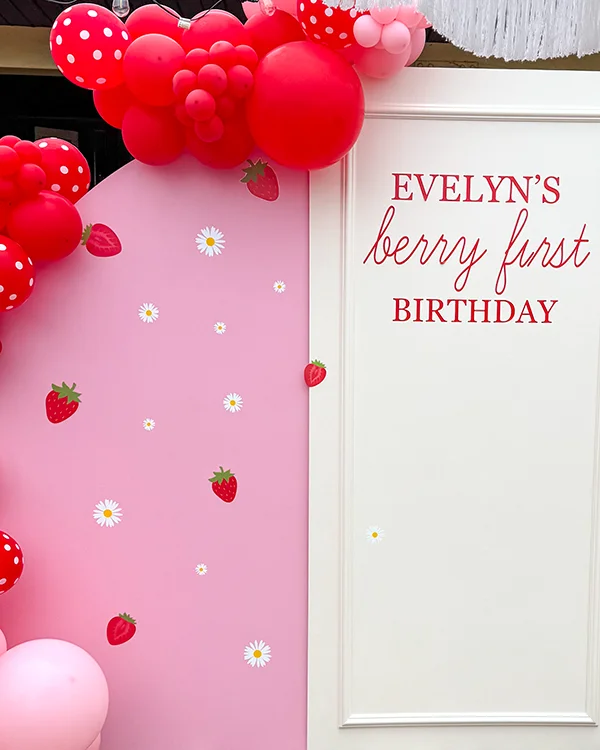 Evelyn's Berry First Birthday — Birthday backdrop and arch in Eagle Rock