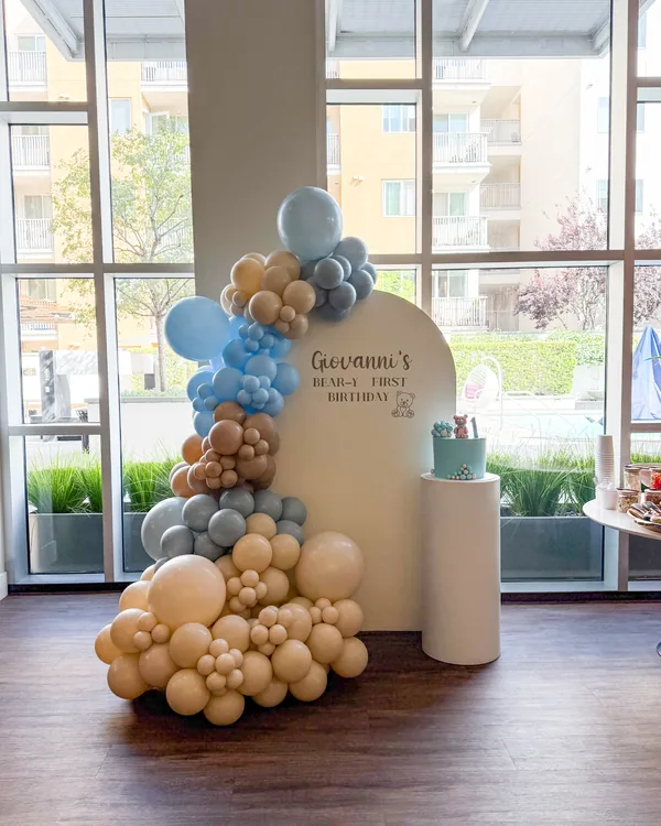 Giovanni's 1st Birthday — Bear Silhouette in Glendale — Birthday balloon decor detail Glendale