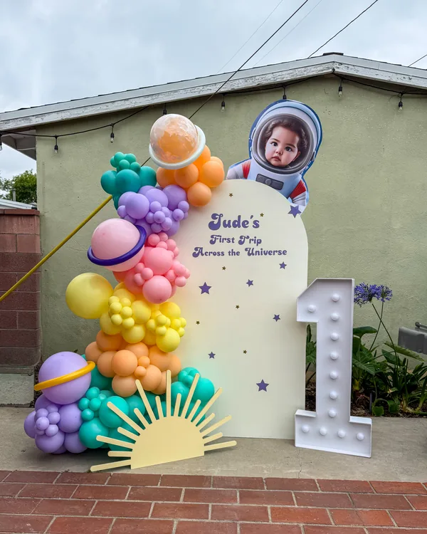 Jude's Trip Around the Universe — 1st Birthday Long Beach — Birthday balloon decor detail Long Beach