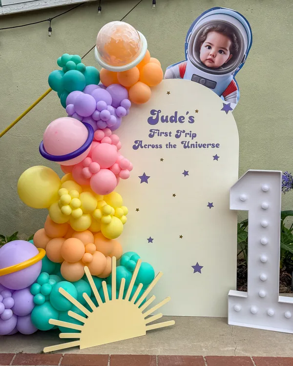 Jude's Trip Around the Universe — 1st Birthday Long Beach — Birthday balloon decor detail Long Beach