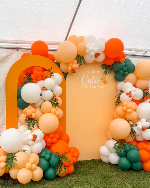 Kamilah's Citrus Baby Shower in Arcadia — Baby Shower backdrop and arch in Arcadia
