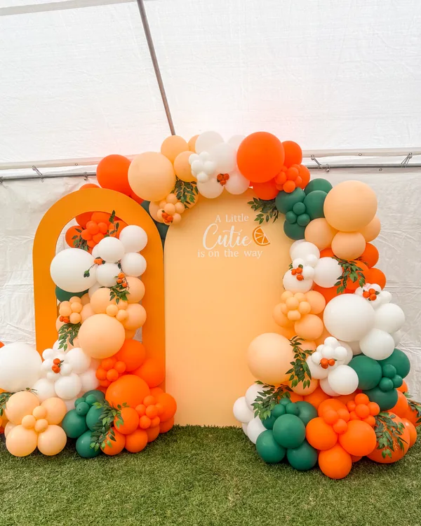 Kamilah's Citrus Baby Shower in Arcadia — Baby Shower balloon decor detail Arcadia