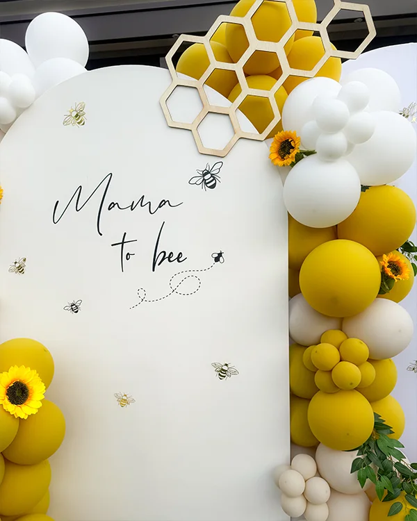 Keerthana's Mama to Bee Shower — Baby Shower backdrop and garland in Irvine