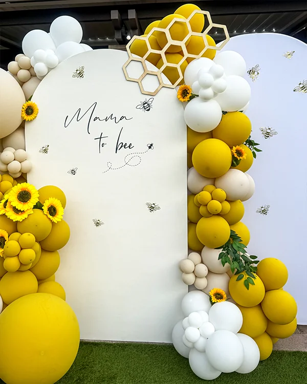 Keerthana's Mama to Bee Shower — Baby Shower balloon decor detail Irvine