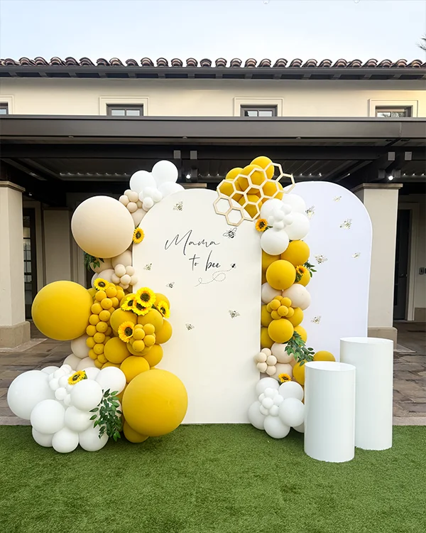 Keerthana's Mama to Bee Shower — Baby Shower balloon decor detail Irvine