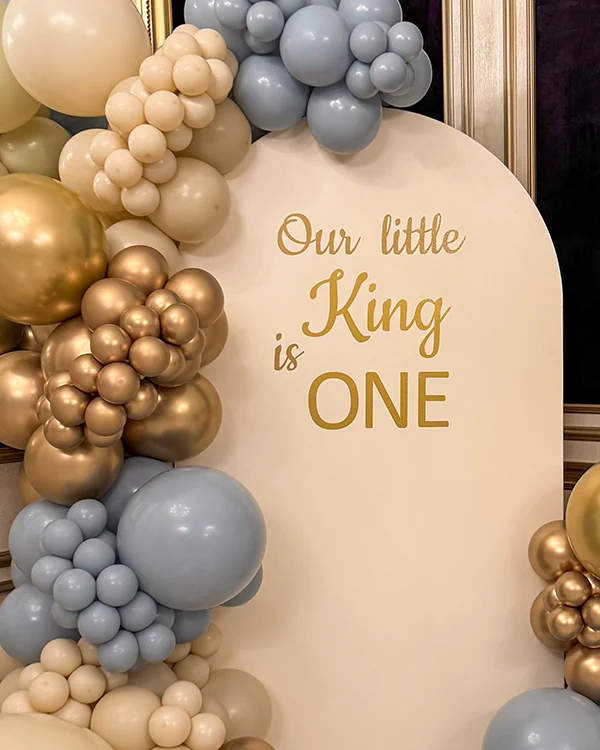 Little King is ONE — Birthday arch and backdrop in Glendale