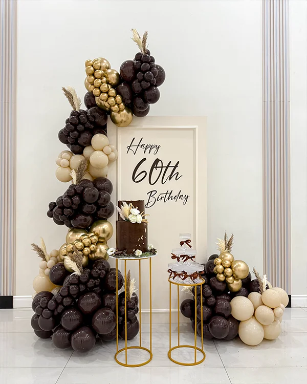 60th Birthday Celebration — Birthday half arch and garland in North Hollywood