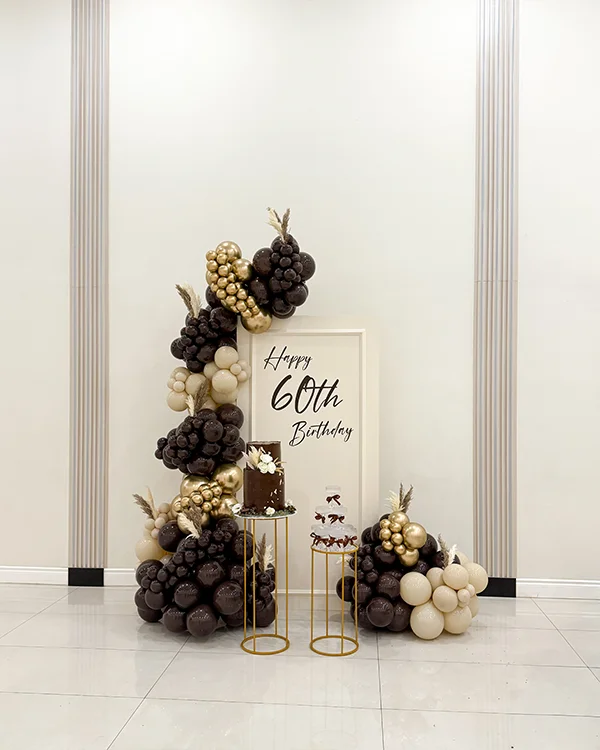 60th Birthday Celebration — Birthday balloon decor detail North Hollywood