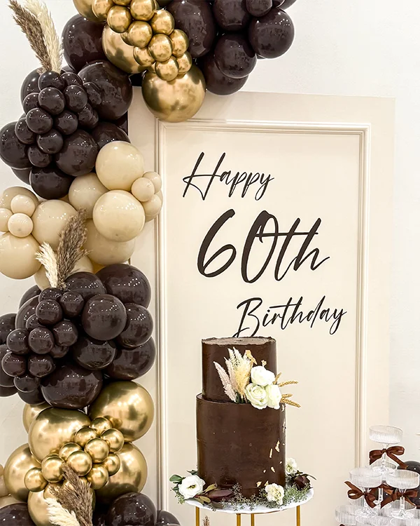 60th Birthday Celebration — Birthday balloon decor detail North Hollywood