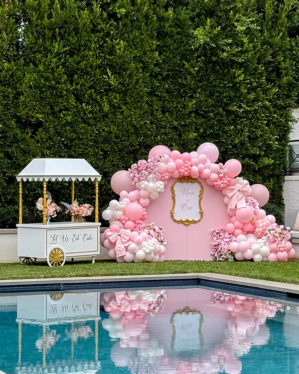 Marie's 1st birthday balloon decor at private residence Beverly Hills