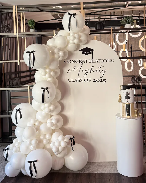 Meghety's 2025 Graduation at Terrace Restaurant Burbank — Graduation balloon decor detail Burbank
