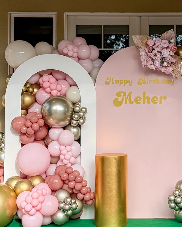 Meher's Birthday — Birthday arch and backdrop in Cypress