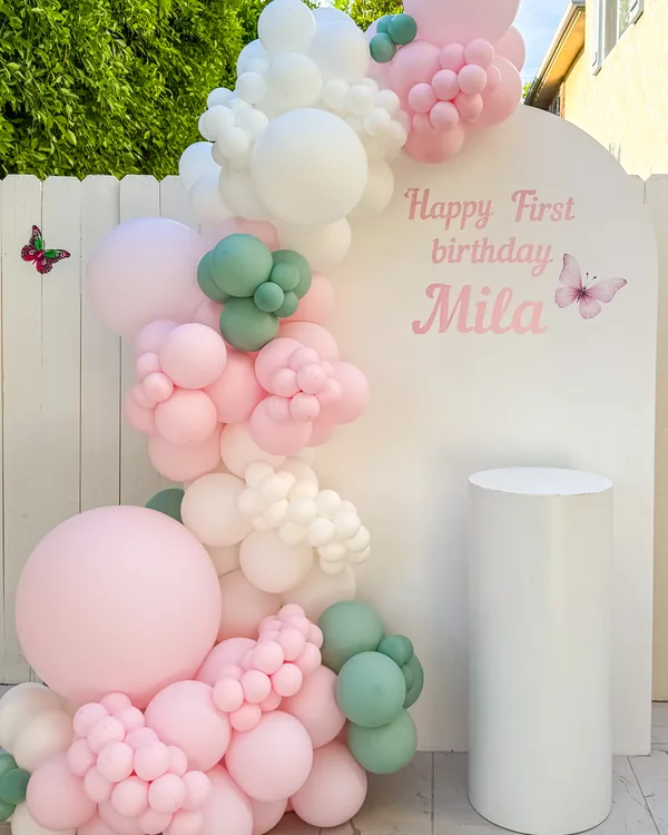 Mila's Butterfly 1st Birthday in North Hills — Birthday balloon decor detail North Hills
