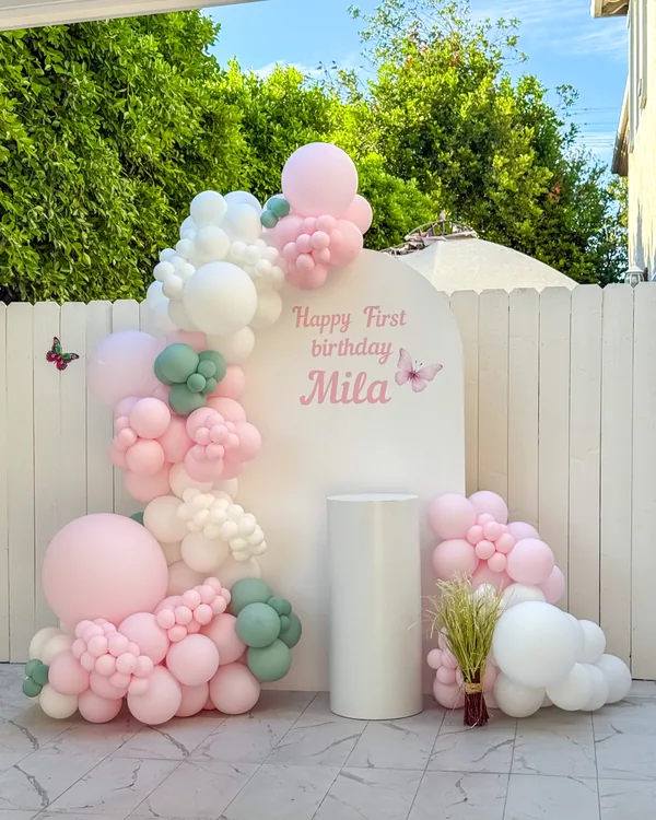 Mila's Butterfly 1st Birthday in North Hills — Birthday balloon decor detail North Hills