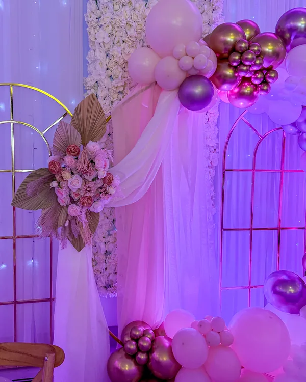 Nancy's Quinceañera at The Farmhouse Banquet Hall — Quinceañera arch and garland in Vernon