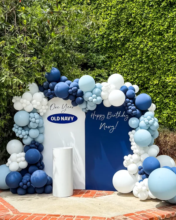 Navy's 1st Birthday — Double Backdrop in Brentwood — Birthday balloon decor detail Brentwood