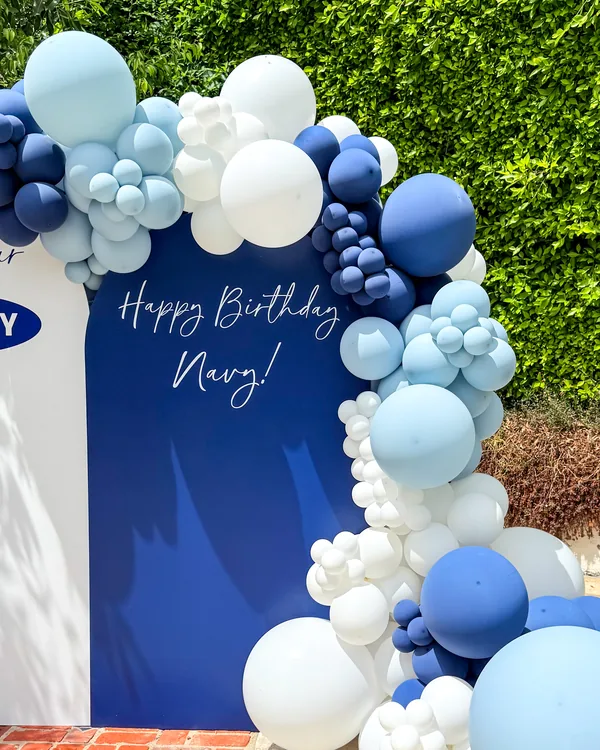 Navy's 1st Birthday — Double Backdrop in Brentwood — Birthday balloon decor detail Brentwood