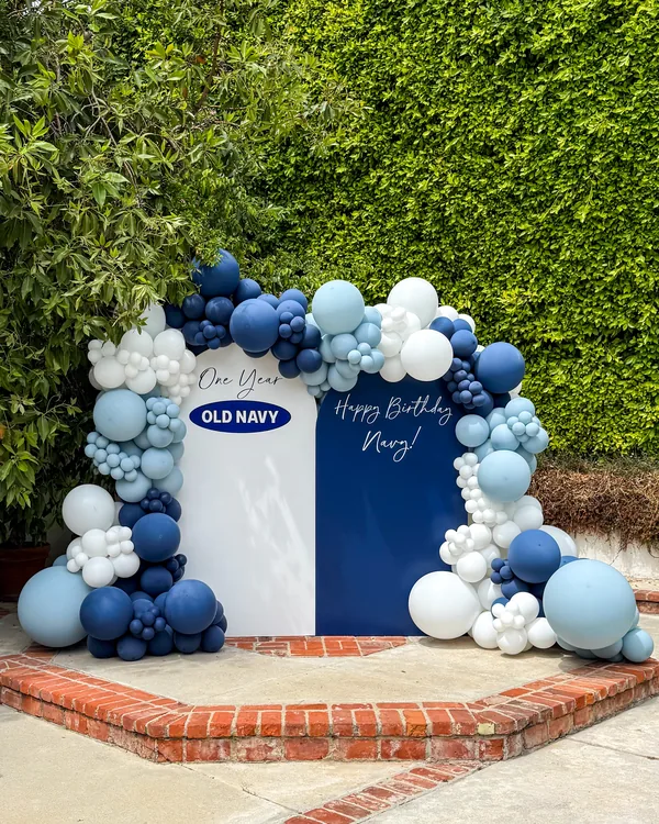 Navy's 1st Birthday — Double Backdrop in Brentwood — Birthday balloon decor detail Brentwood