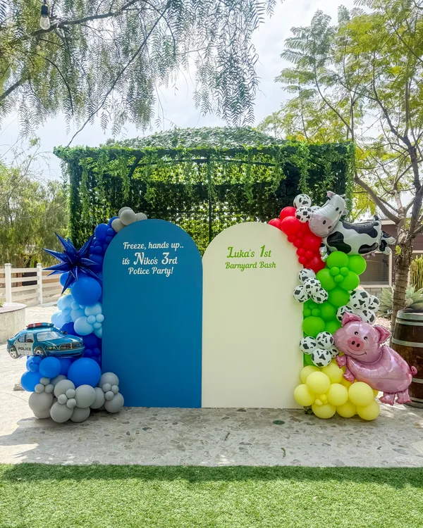 Niko & Luka's Birthday at GG's Ranch Sun Valley — Birthday balloon decor detail Sun Valley