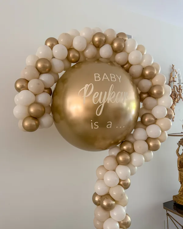 Peykar's Question Mark Gender Reveal — Beverly Hills — Gender Reveal balloon decor detail Beverly Hills