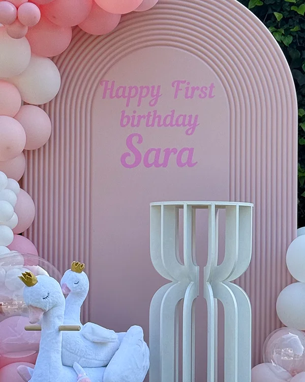 Sara's 1st Birthday — Swan Princess — Birthday garland and backdrop in Arcadia