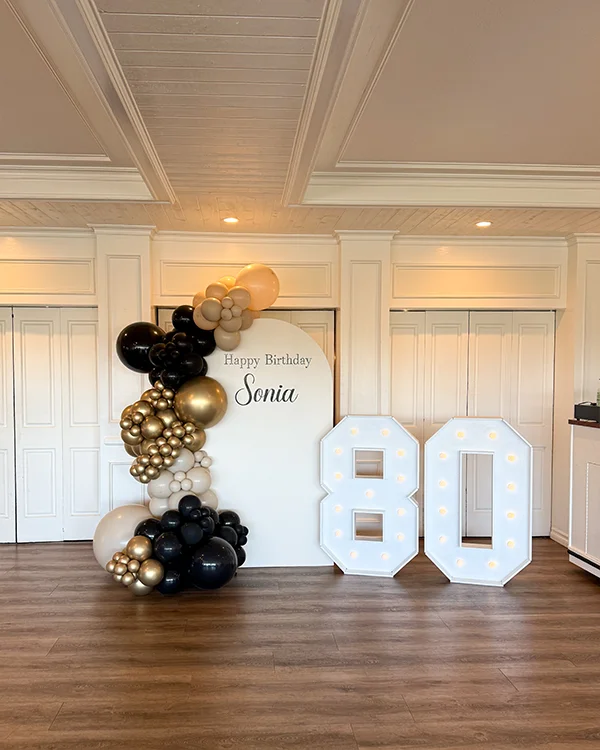 Sonia's 80th Birthday — Birthday balloon decor detail Monterey Park