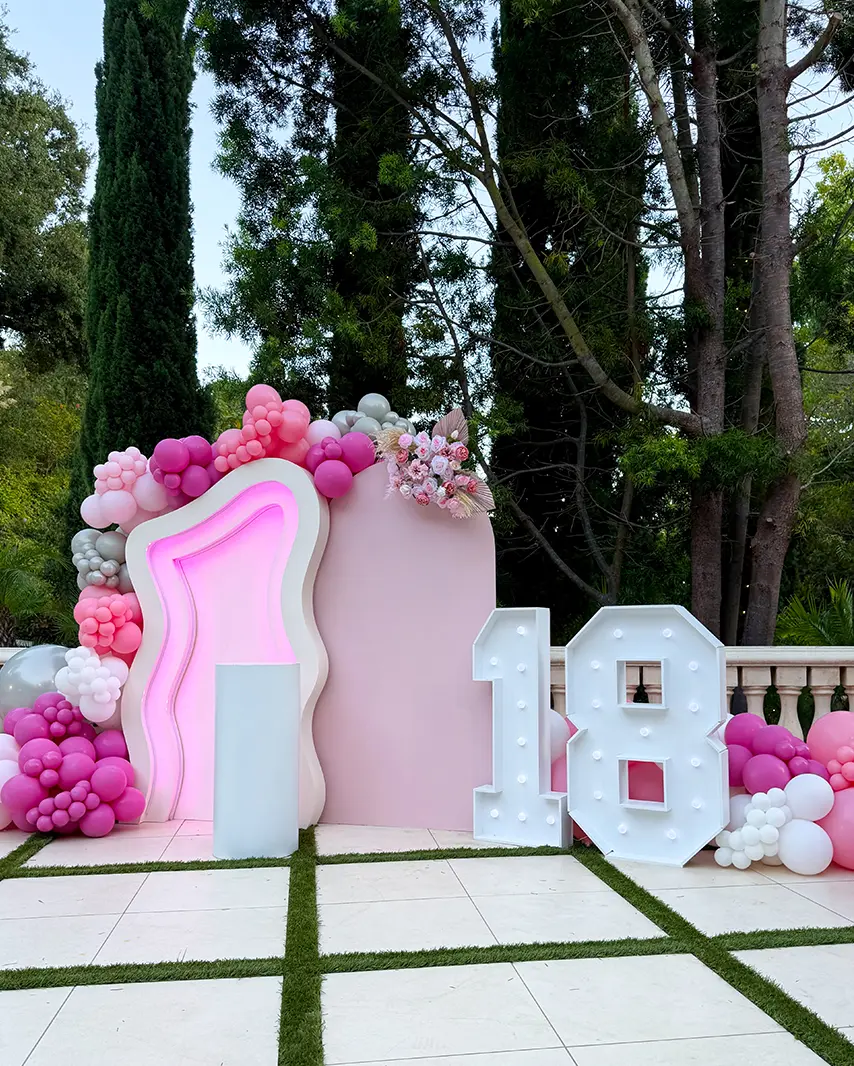 Full backdrop balloon installation for a venue event